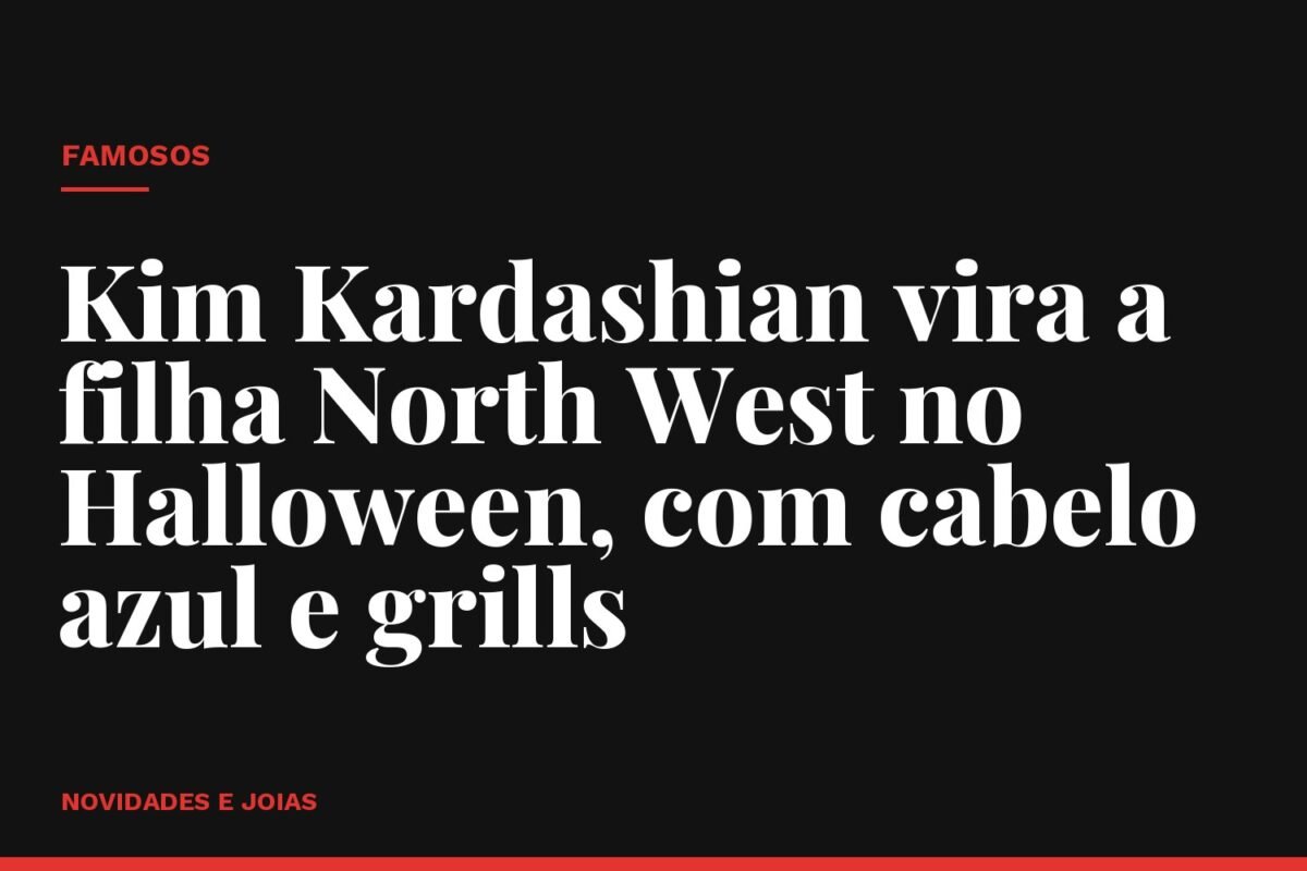 Kim Kardashian vira a filha North West no Halloween, com cabelo azul e grills