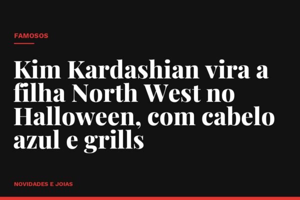 Kim Kardashian vira a filha North West no Halloween, com cabelo azul e grills